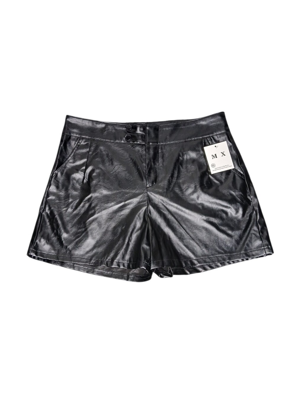 Black High-Waist Faux Leather Women’s Shorts